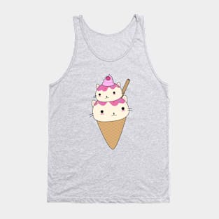 Cute Cat Ice Cream Cone T-Shirt Tank Top